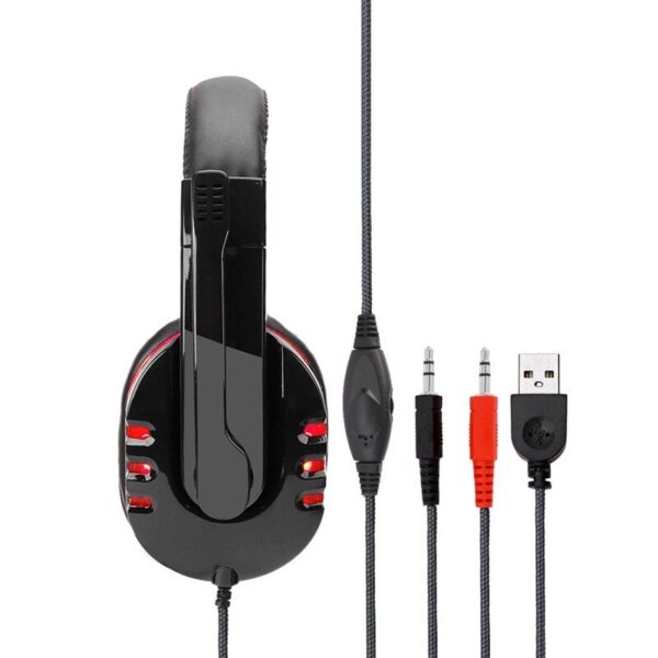 Wired Computer Gaming Headphones With Microphone ( Red ) - Image 3