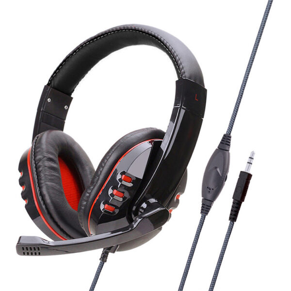 Wired Computer Gaming Headphones With Microphone ( Red )